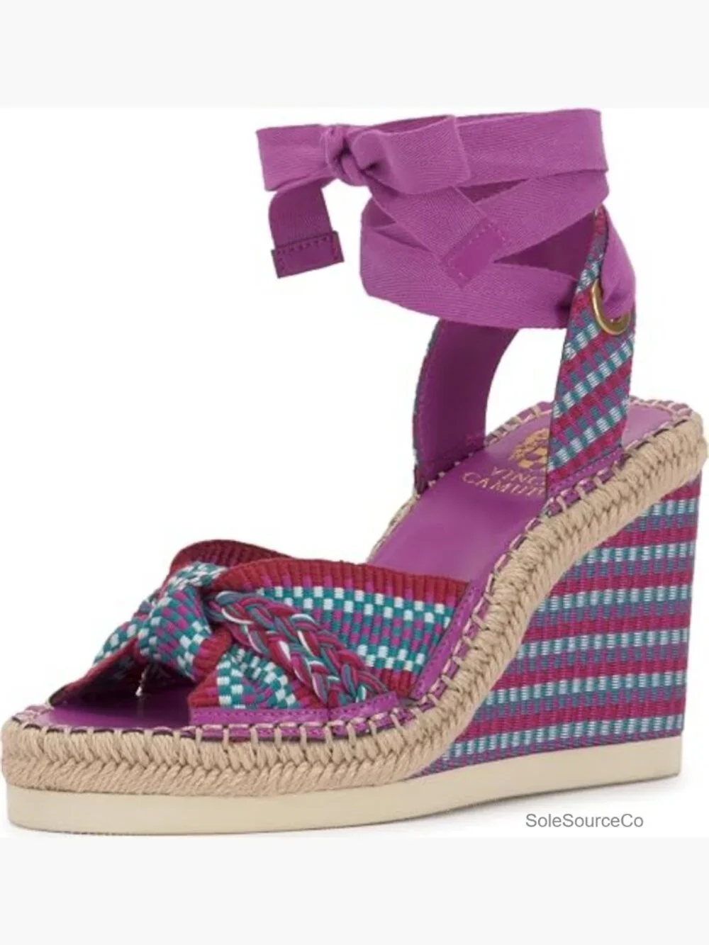 Woven Lace Up Wedge Sandals - Espadrille Platform